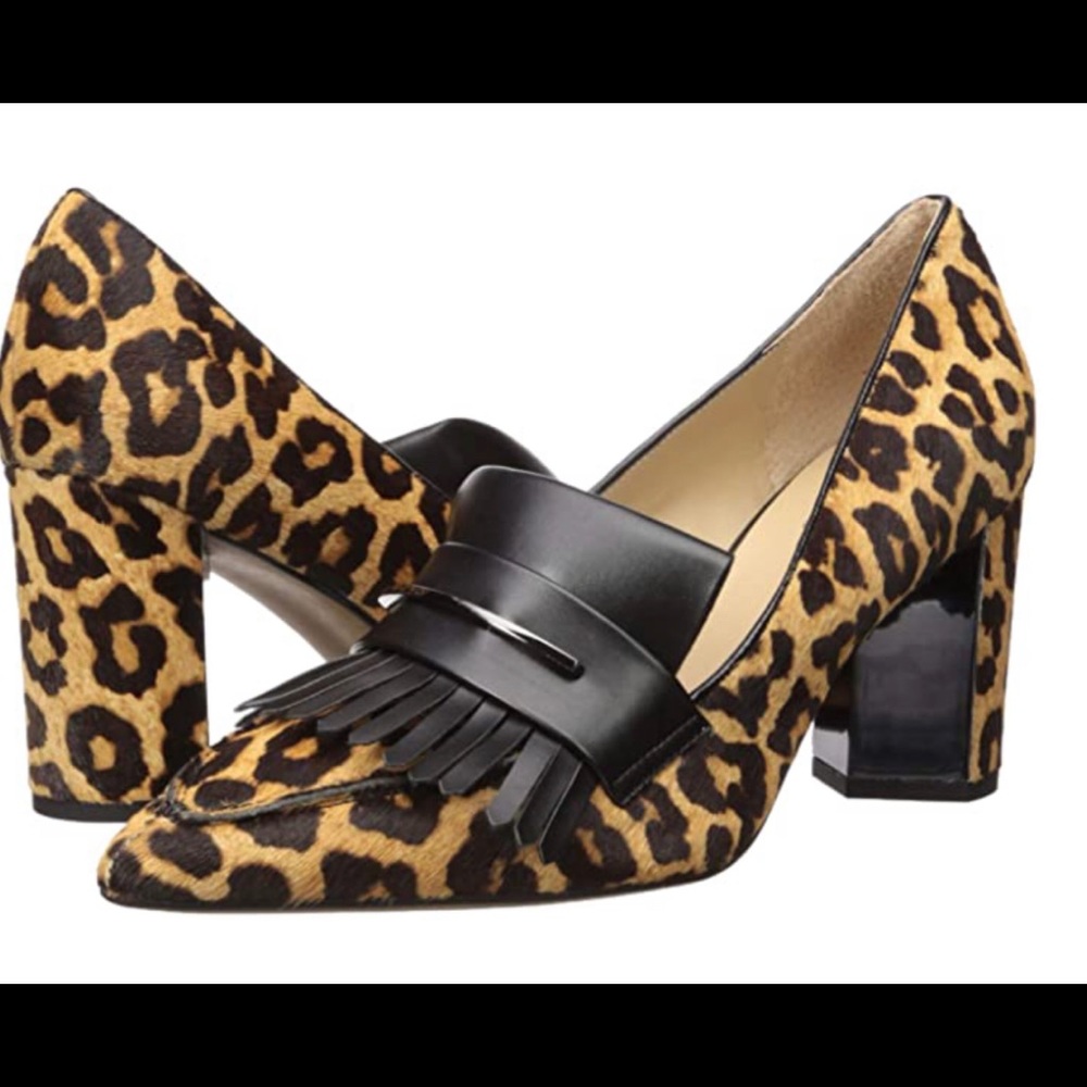 Franco Sarto Leopard Print Heels with Black Accents
